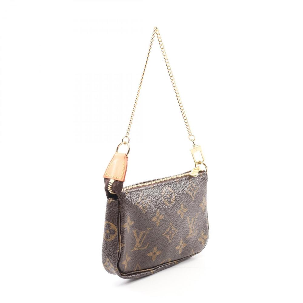 Louis Vuitton Monogram Handbag TB Leather Accessoires Pochette Brown Canvas